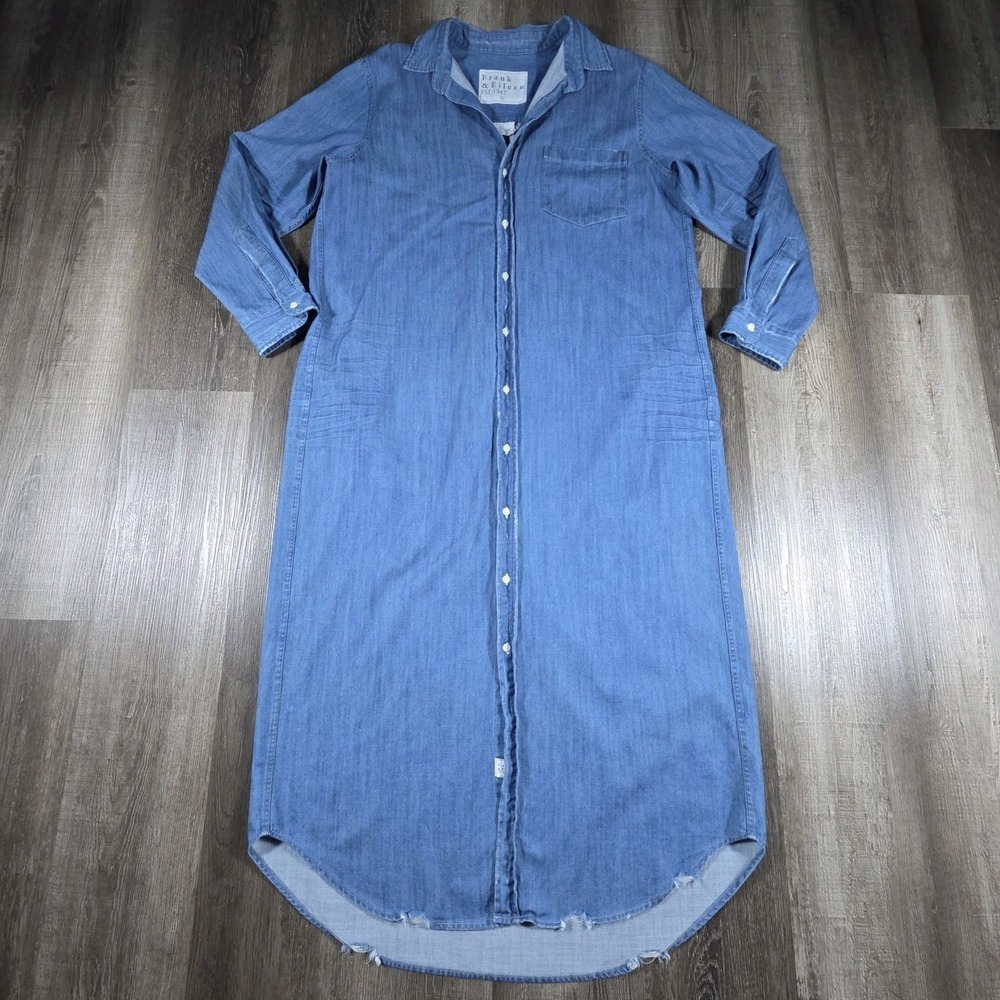 Frank & Eileen Rory Blue Maxi Shirtdress Womens size XL  Lagenlook Cottagecore